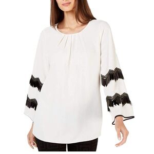 Alfani Off White and Black Blouse
